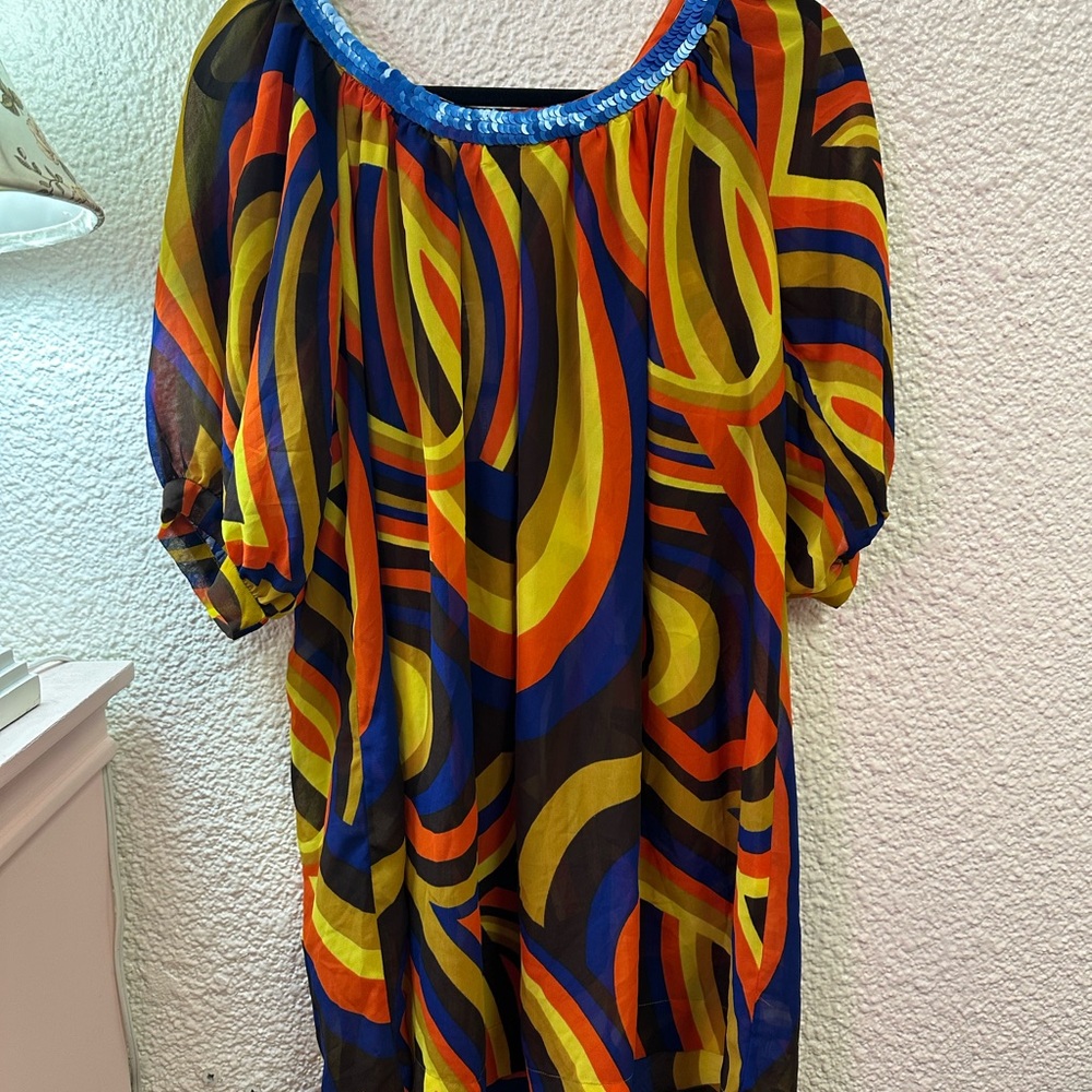 French Connection Primary Colour 70’s Style Swing Dress Size M